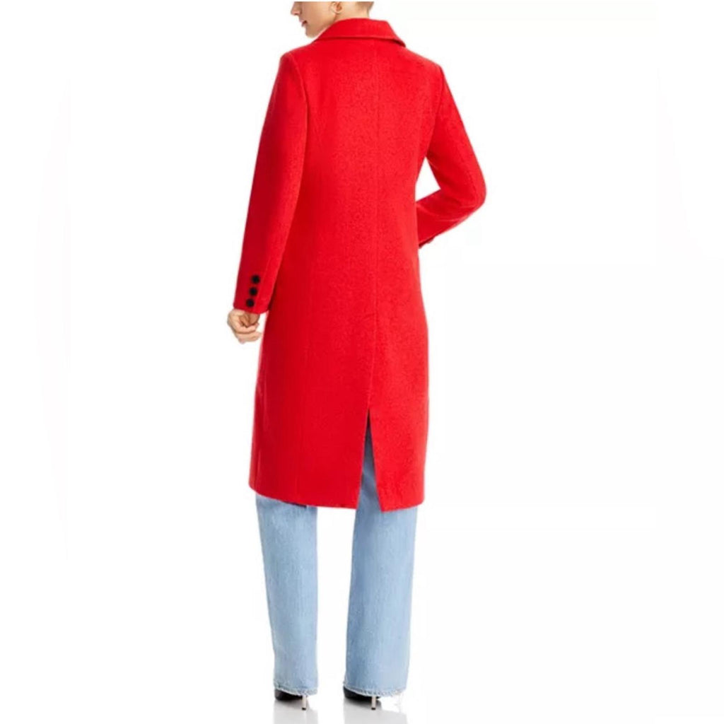 Bloomingdale’s Aqua Two Button Long Coat in Red, Size S, New w/Tag $178