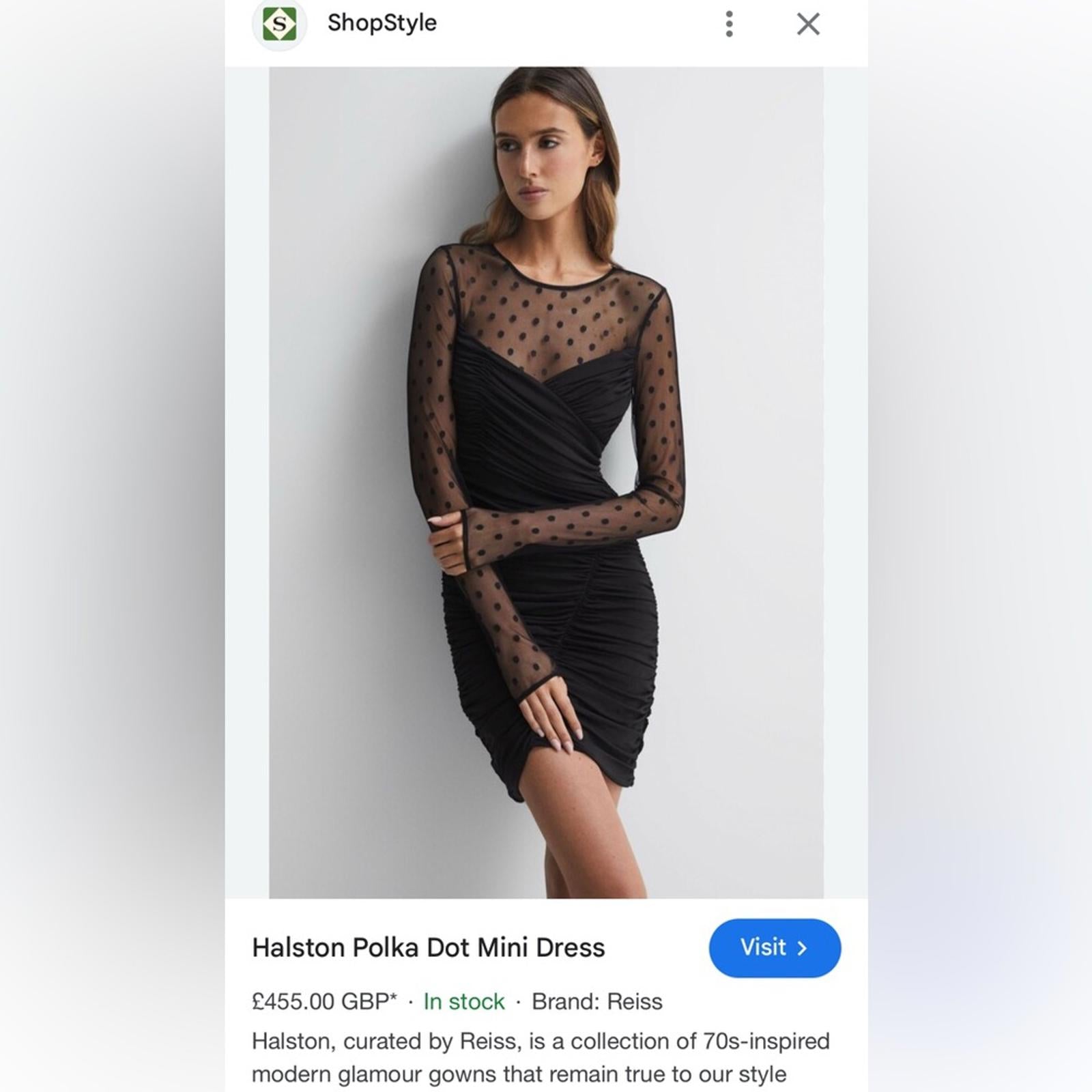 Halston curated by Reiss Polka Dot Mini Dress in Black, Size 16 New w/Tag $445