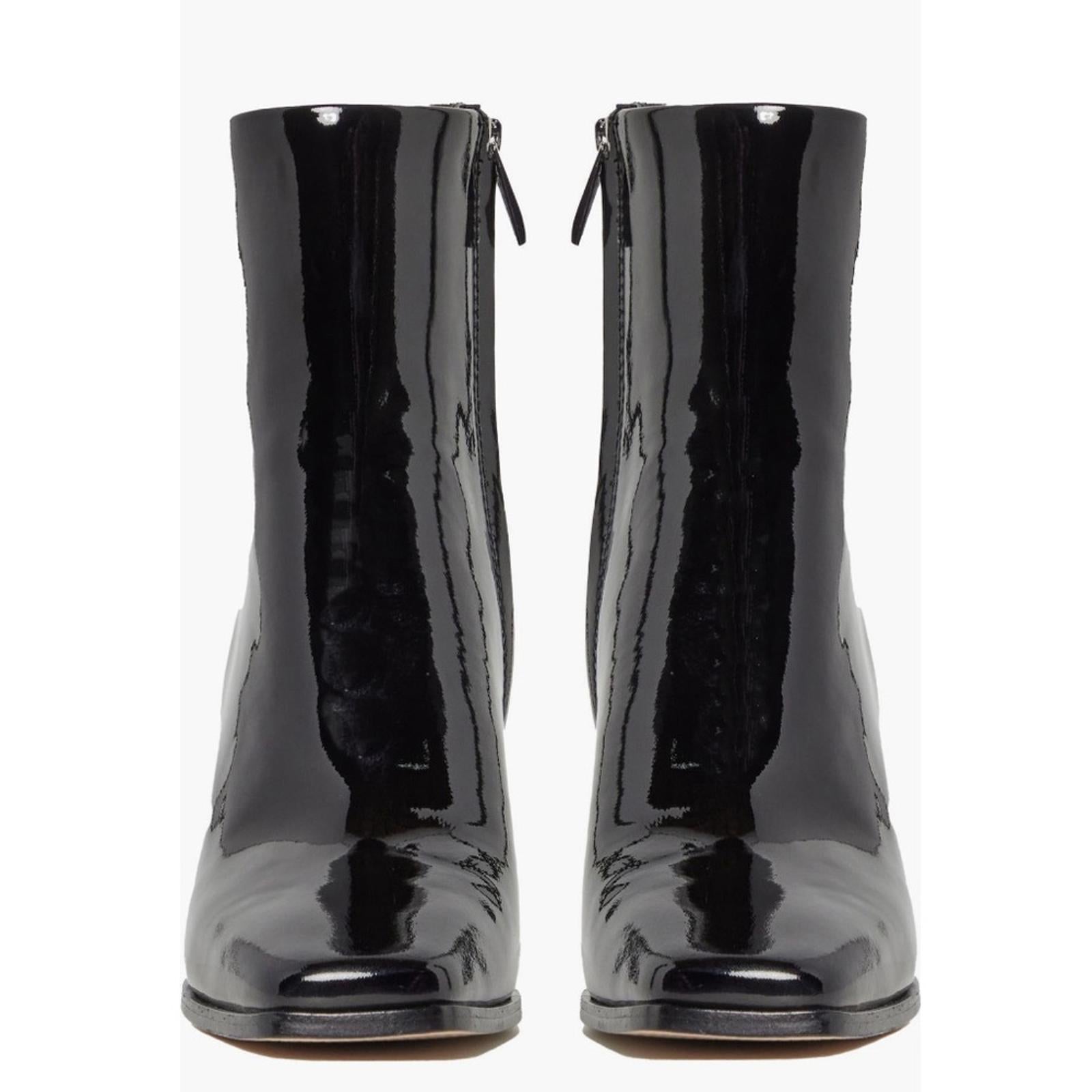 PAIGE Farah Square Toe Bootie in Black Patent Leather, Size 6.5 New in Box $420
