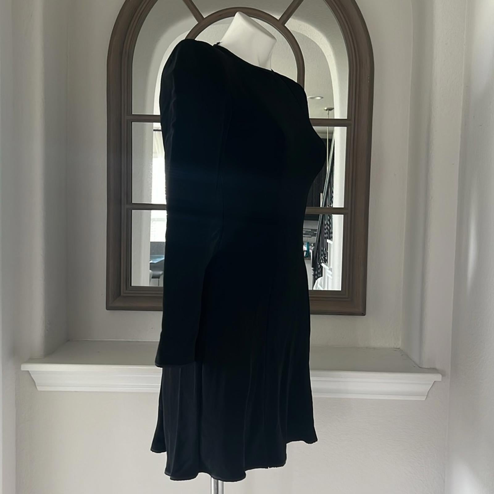 Giorgio Armani Fit & Flare Long Sleeve Ribbed Black Dress, Size 2, EXCELLENT!