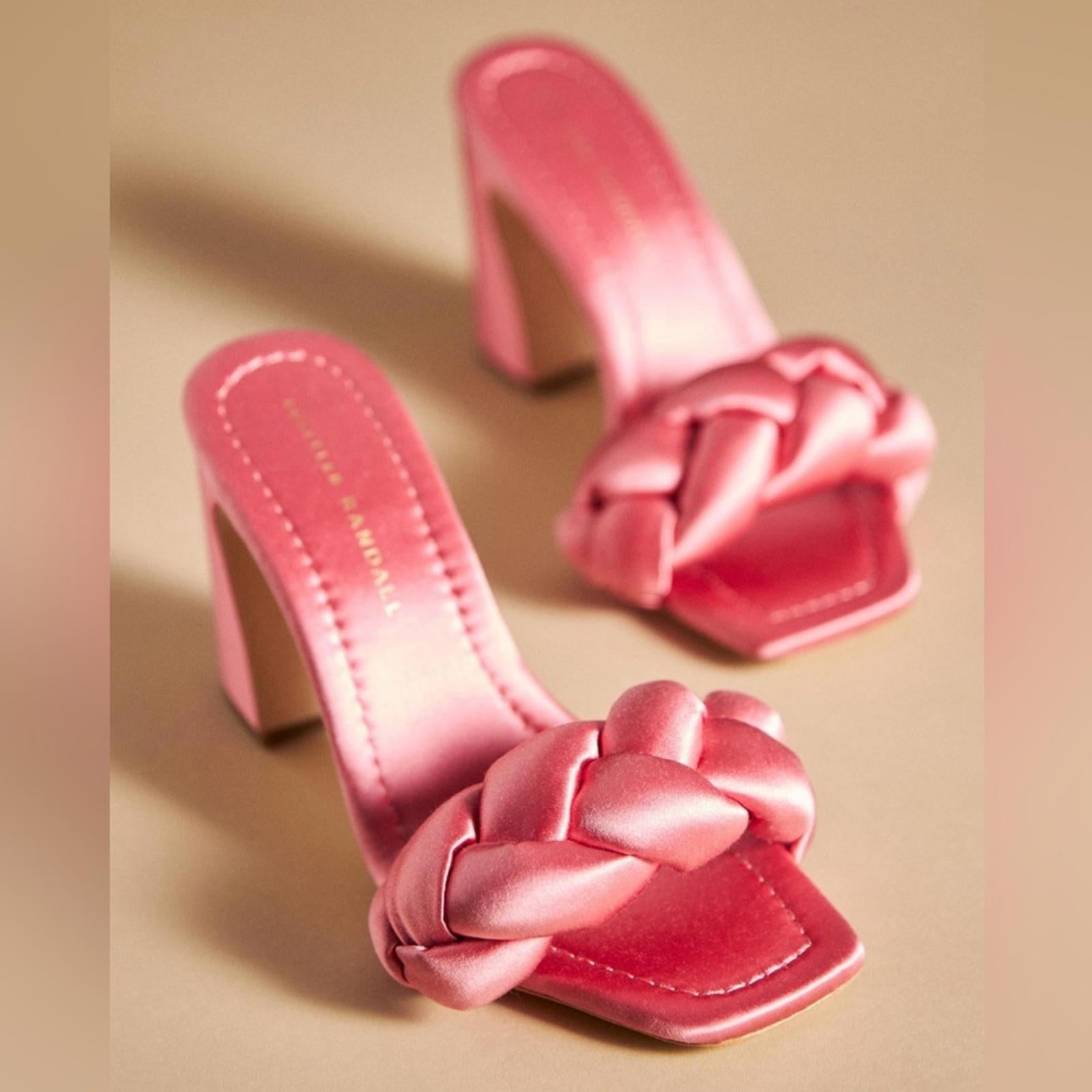Loeffler Randall Freya Braided Curved Heel Sandals Bubblegum, Size 11 New in Box