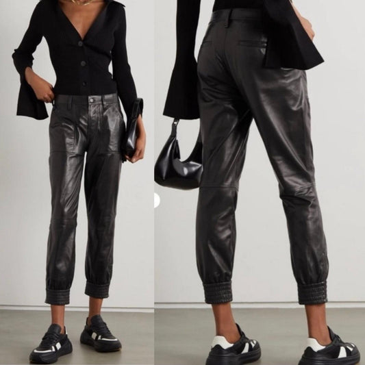 J Brand Arkin Réal Leather Jogger Pants, Black Size 32 New with Tag Retail $998