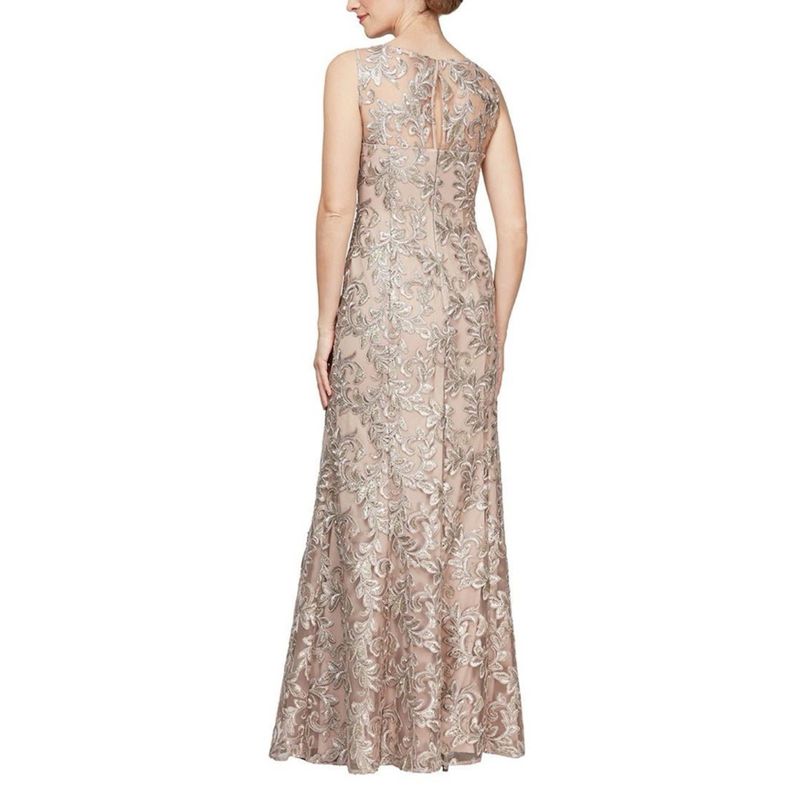 NWT Alex Evening Embroidered Gown w/Sweetheart Illusion Neckline Gown Retail$259