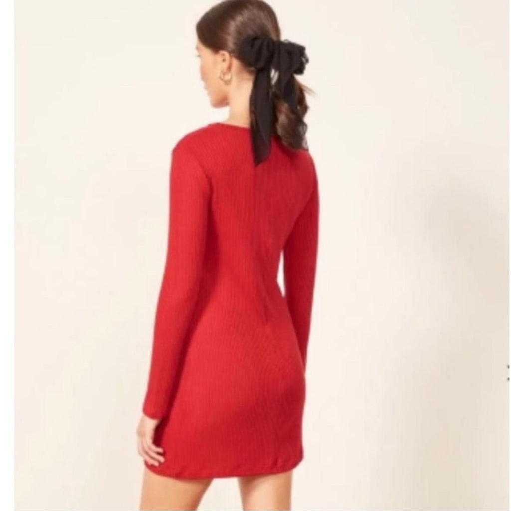 Reformation Jeanne Long Sleeve Sweater Dress in Red, EXCELLENT, Size XL
