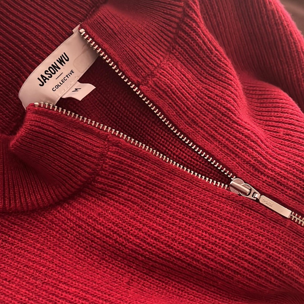 Jason Wu Quarter Zip Mock Neck Dress in Red, Size M EXCELLENT Retail $290