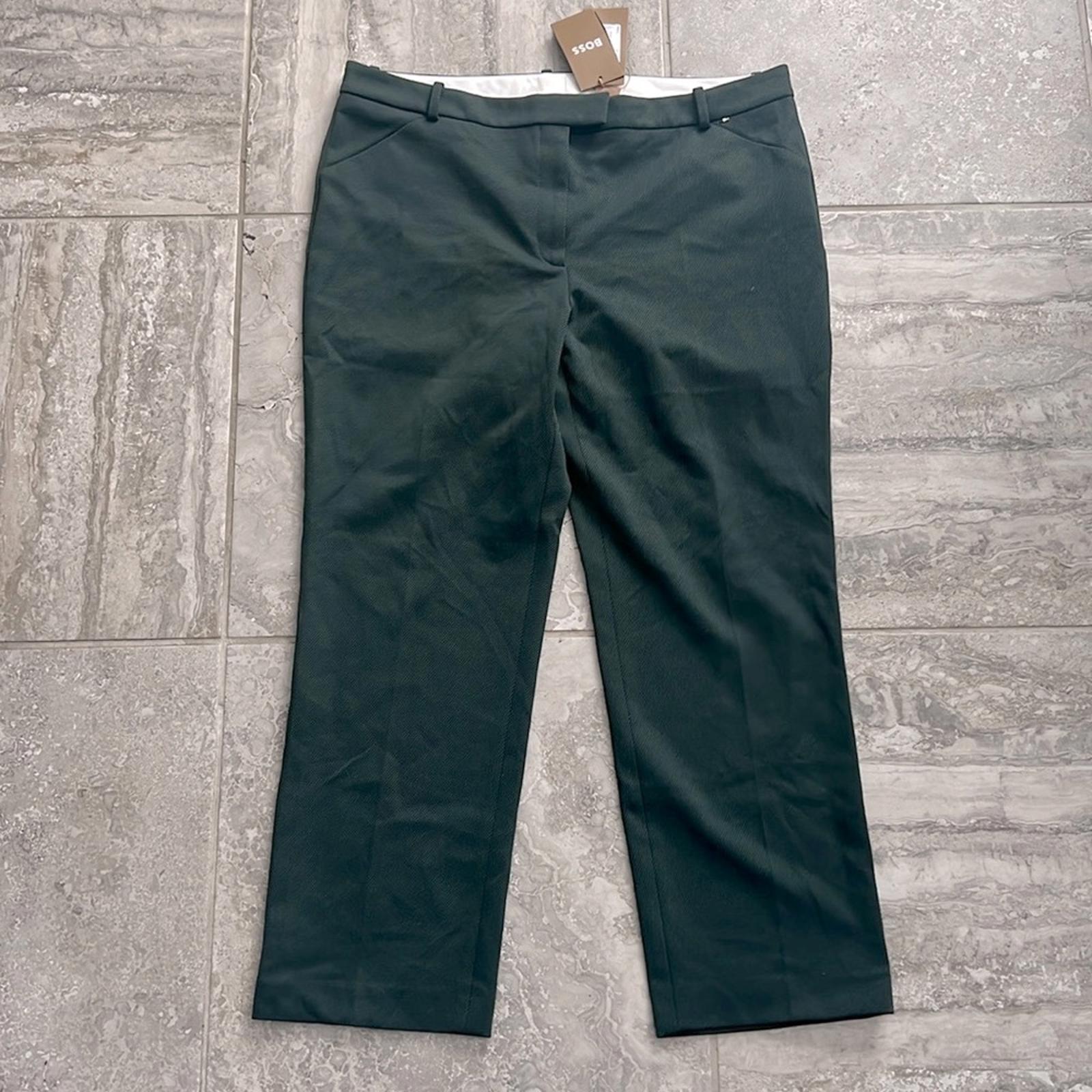 BOSS Tatiani Cropped Twill Pants in Open Green, Size 14 New w/Tag, Retail $278