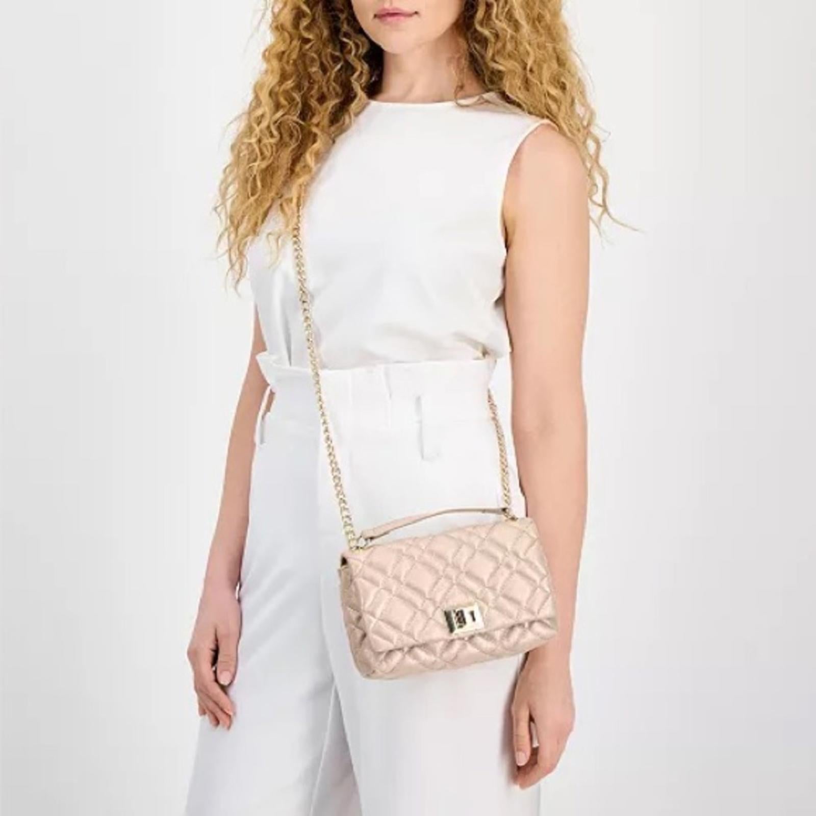 I.N.C. Small Ajae Pearlized Quilted Crossbody Champagne Pearlized, NWT