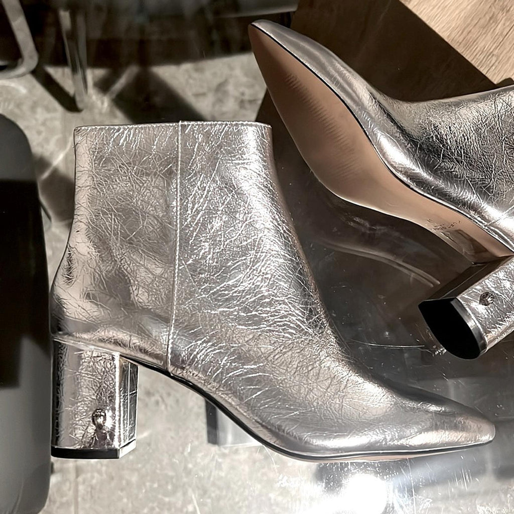 Kurt Geiger Burlington Block Heel Ankle Booties, Silver Size EU 37, New w/o Box