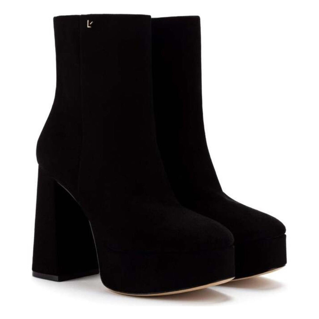 LARROUDÉ Dolly Boots Stretch Velvet in Black, Size 8 NEW in Box +2 Dust Bags