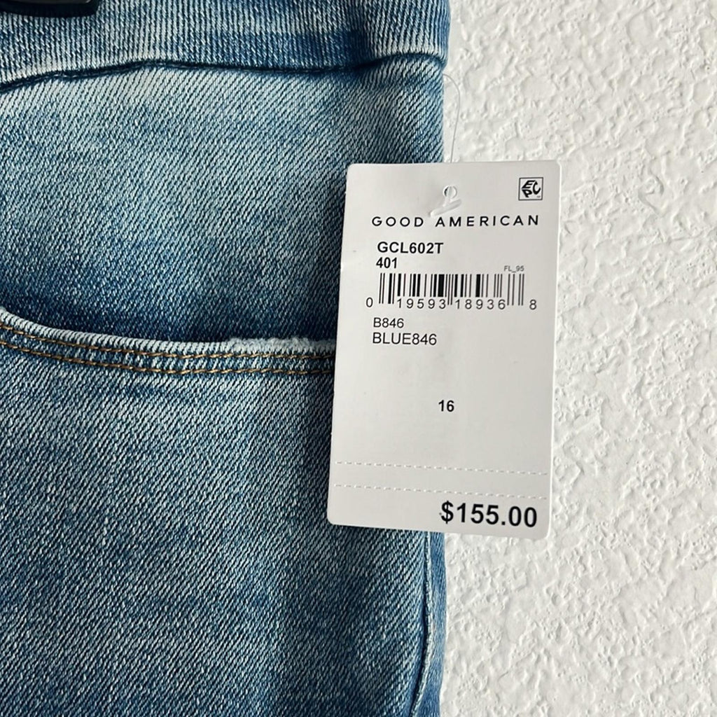 Good American Good Classic High-Rise Jeans in Light Blue, NWT, Size 16