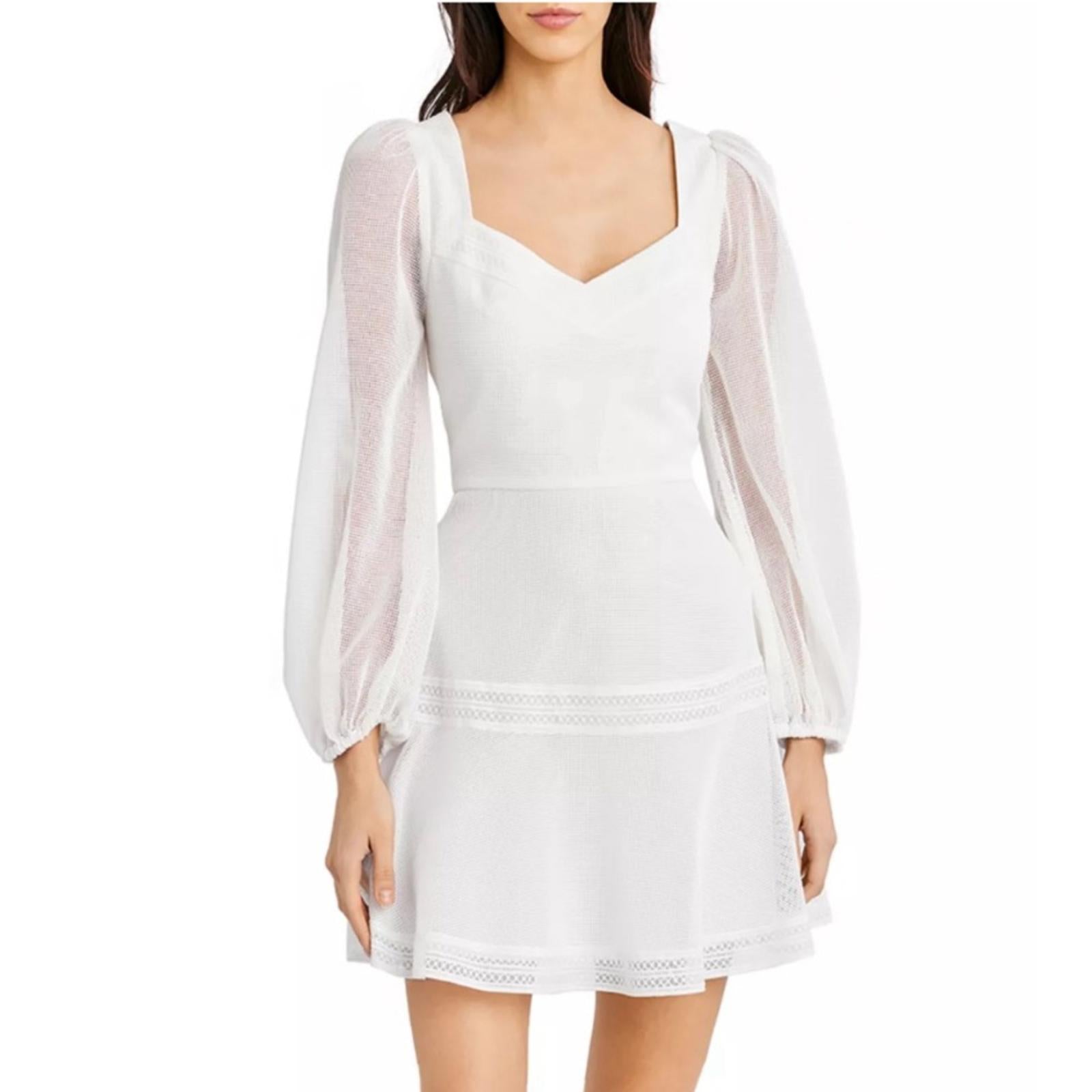 BCBGMaxazria Mesh Mini Dress in Off White, Size 2 New w/Tag Retail $268