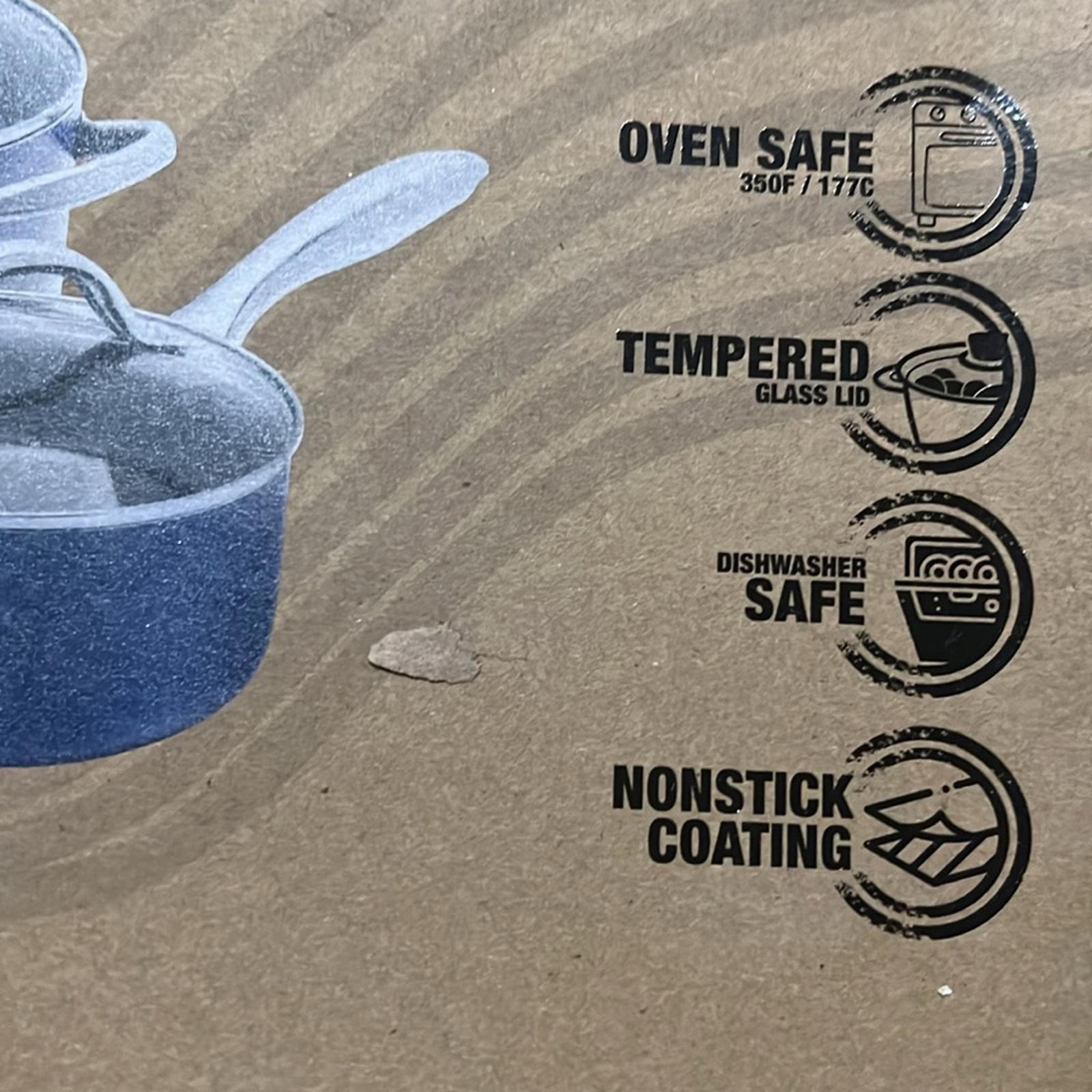 NWT Sedona 10-Piece Non-Stick Cookware Set with Tempered Glass Lid, NEW in Box