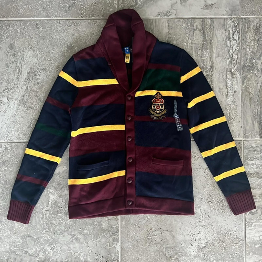 Polo Ralph Lauren Striped Striped Patchwork Cotton Cardigan, Size L(14-16) NWT