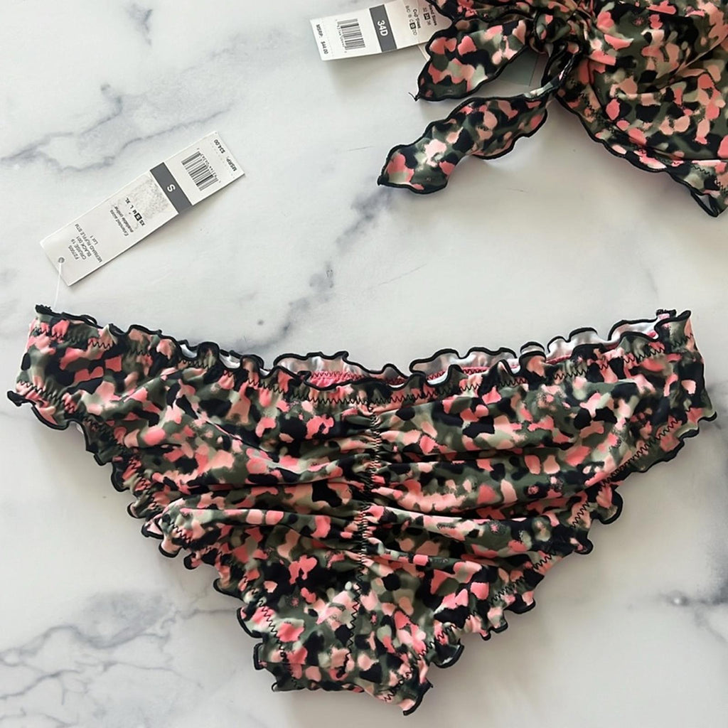 Sundazed Cruise Bikini Set, Mermaid Ruffle Bottom S, Ava Ruffle Bow Top Size 34D