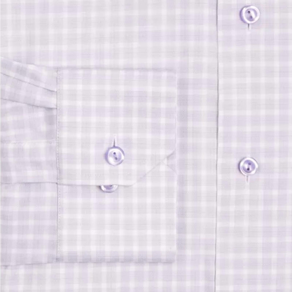 Eton Contemporary Fit Check Cotton Lyocell Shirt in Light Purple, Size 15.5, NEW