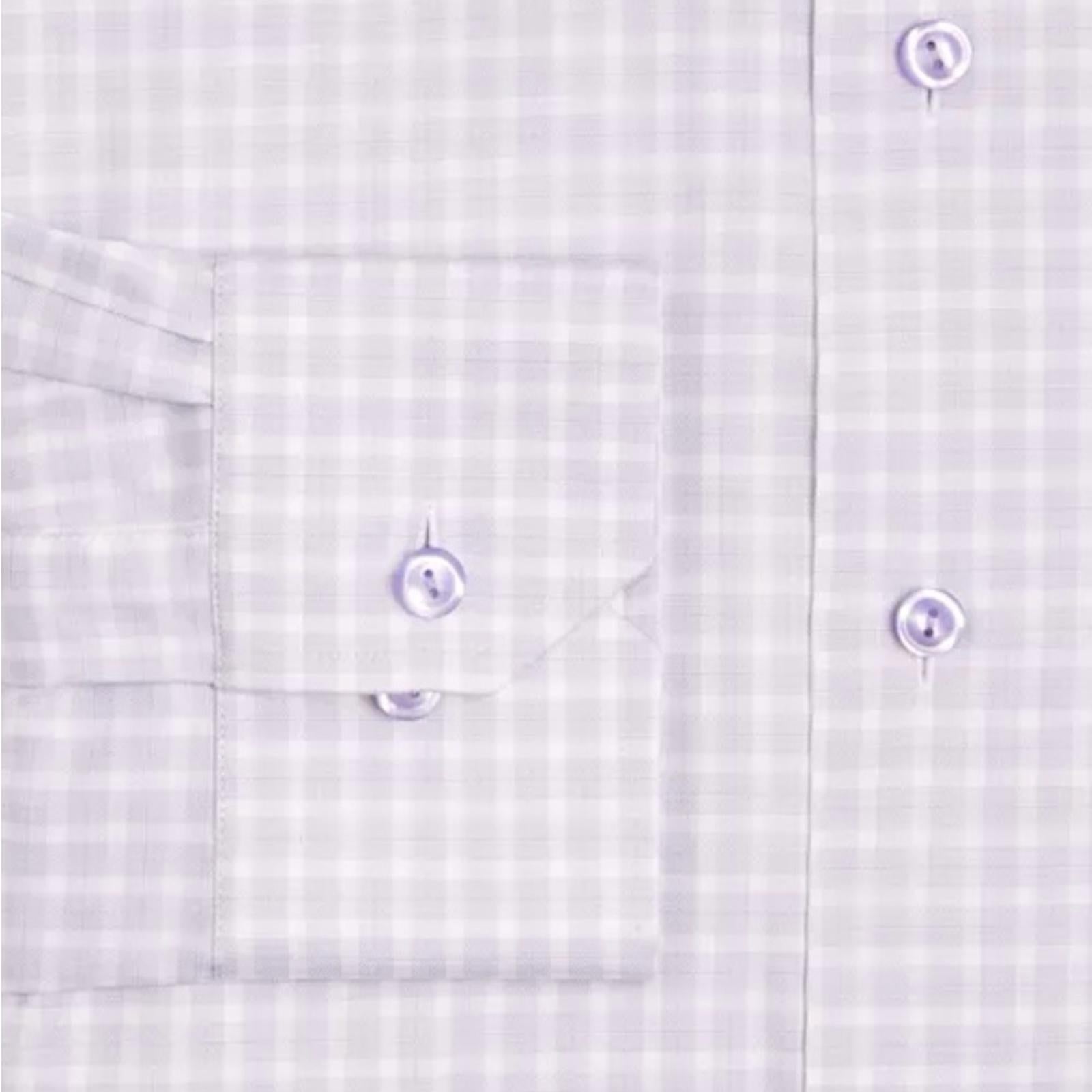 Eton Contemporary Fit Check Cotton Lyocell Shirt in Light Purple, Size 15.5, NEW
