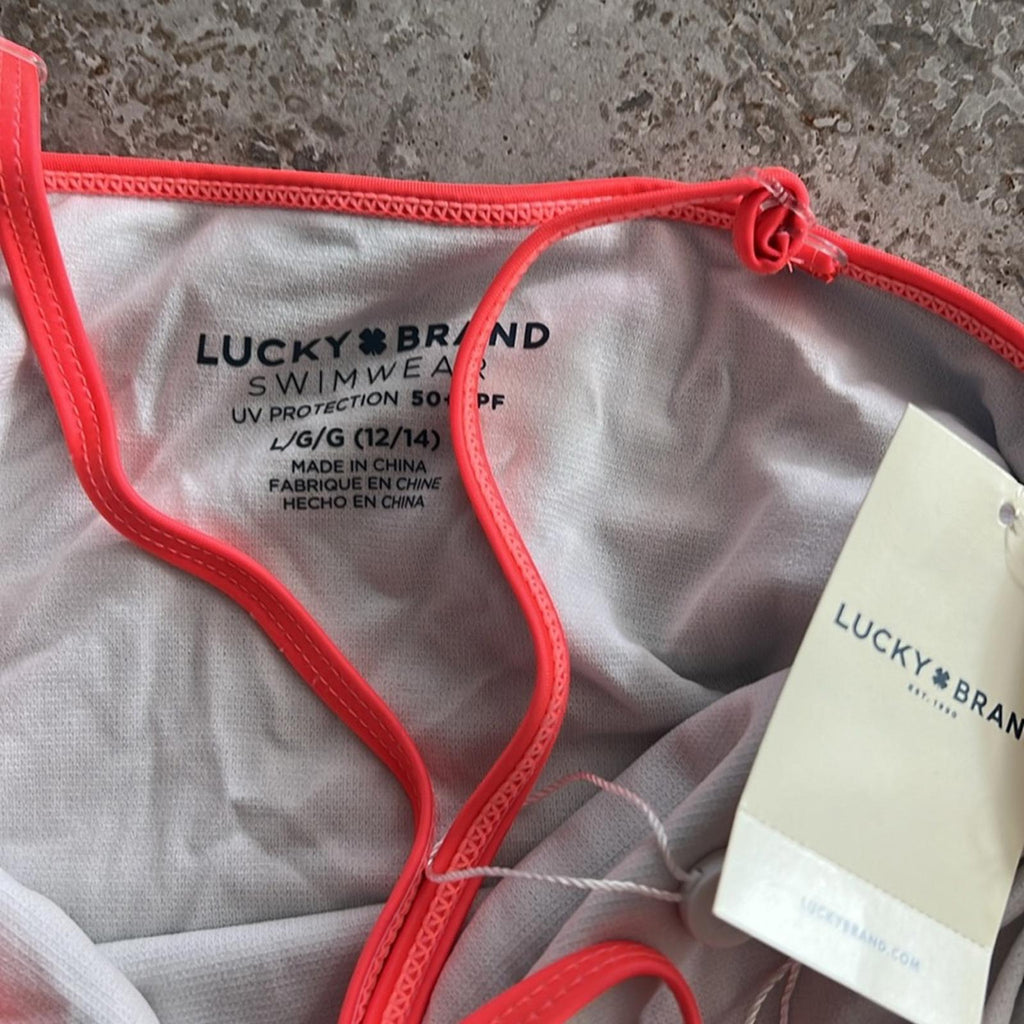 Lucky Brand Girls' One-Piece Swimsuits UPF 50+ Sun Protection Size L(12/14) NWT
