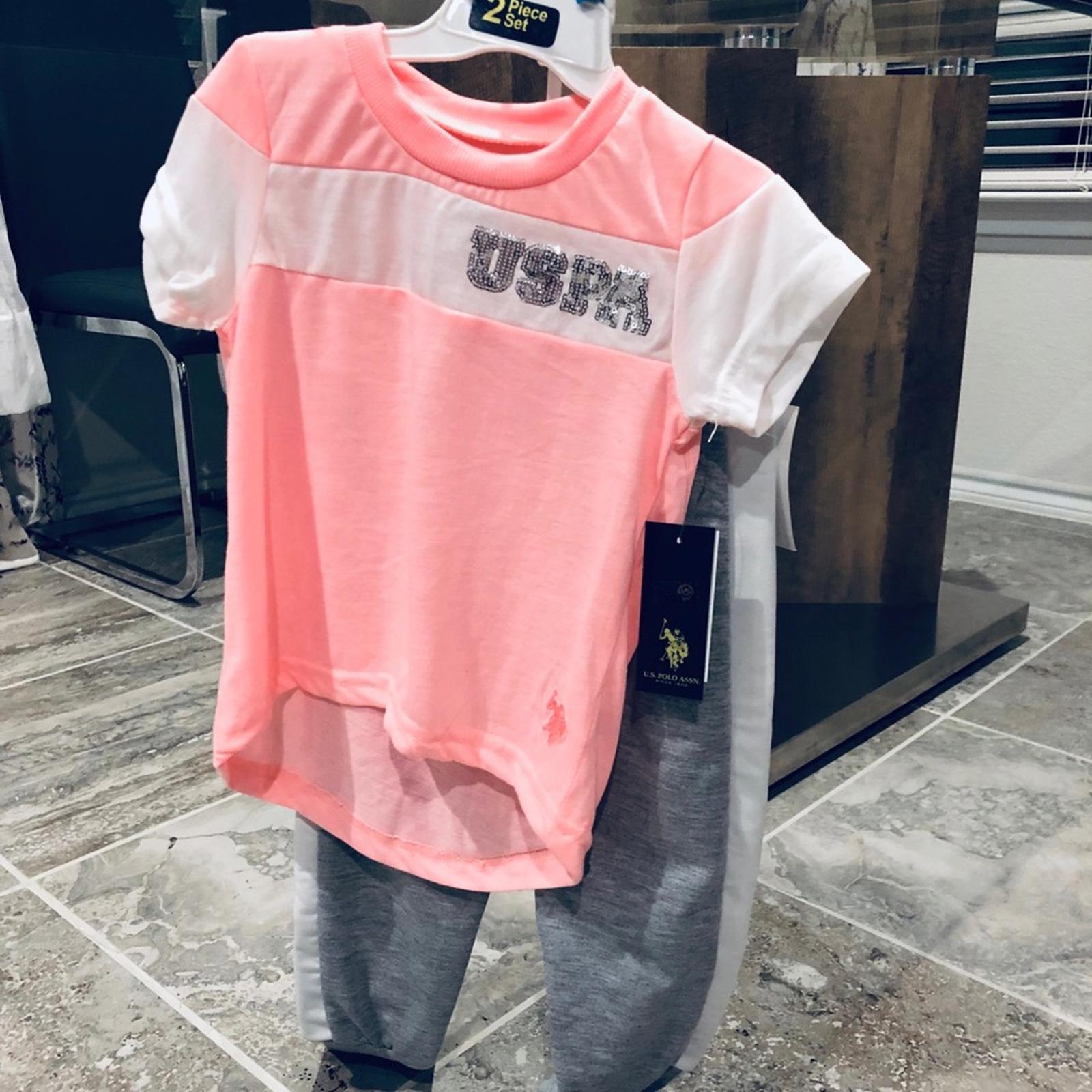 U.S. Polo Assn. 2-Piece Set Top & Pant in Grey/Pink Size 4T New w/Tag