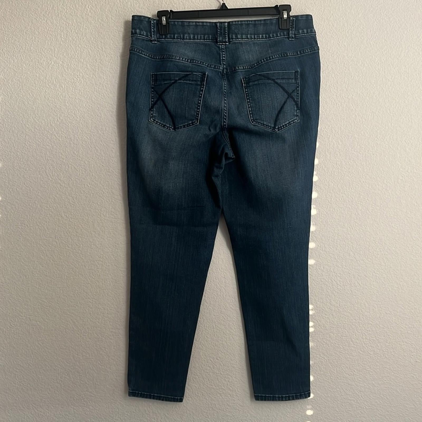 Lane Bryant High-Rise Tighter Tummy Two-Tone Skinny Jeans in Dark Wash, Size 18