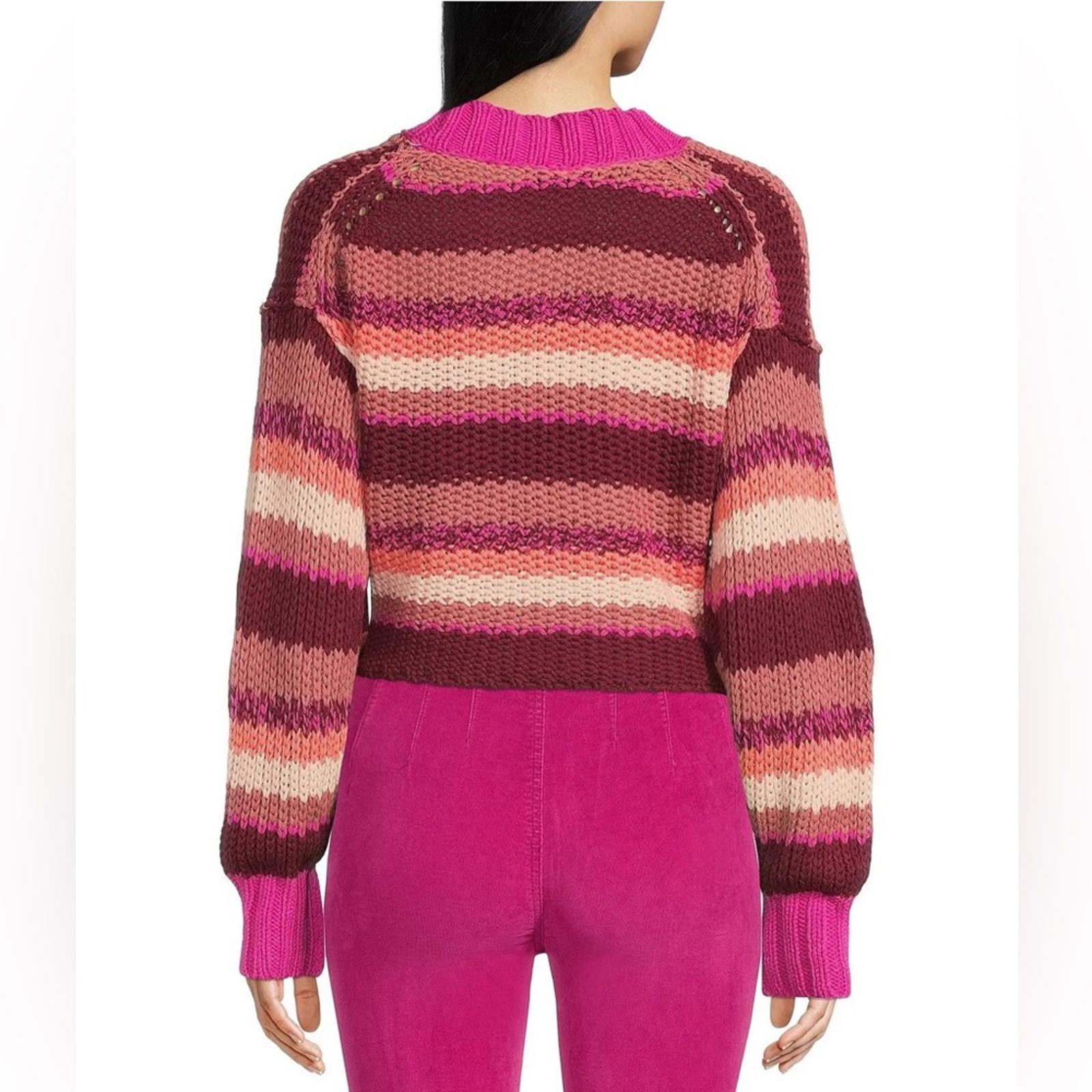 Free People Revolve* Devon Sweater, Fuchsia Rose Combo,  Size L New w/Tag