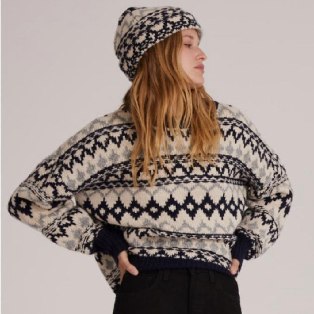 Favorite Daughter ‘Tis The Season Sweater &Hat Set, Blue/Grey Fair Isle Sz M NWT