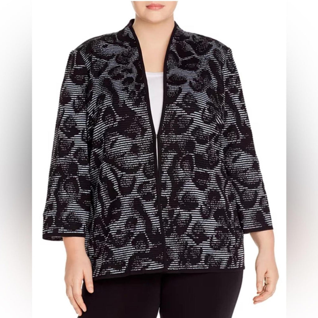 Misook Plus Animal-Print Knit Jacket, NWT, Size 1X