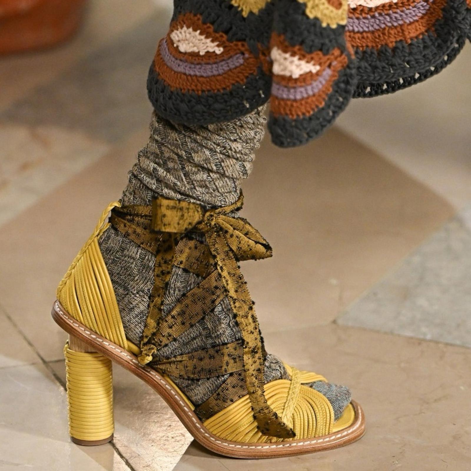 Ulla Johnson Yellow Gia Ribbon Heeled Sandals (Vogue Runway) Size 40 EXCELLENT!