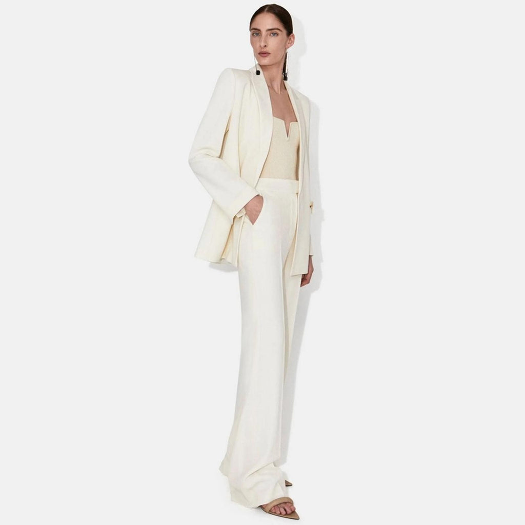 Galvan London Spinal Chain Embellished Blazer in Off White/Silver, NWT, Size 2
