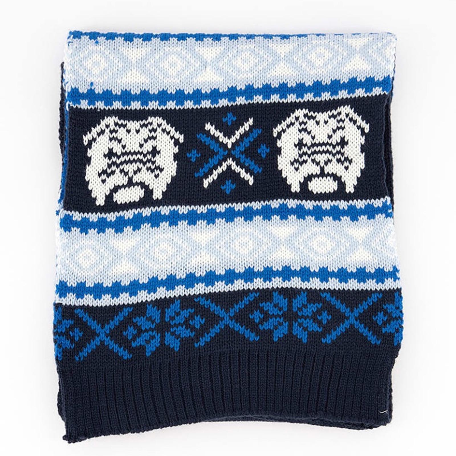 Club Room Men's Bulldog Hat & Scarf Set Blue Navy, New w/Tag