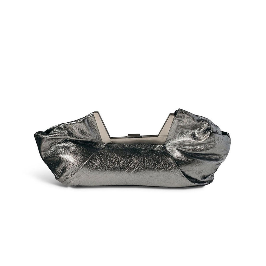 MAISON ETNAD Norah Metallic Frame Clutch, Silver, Retail $680