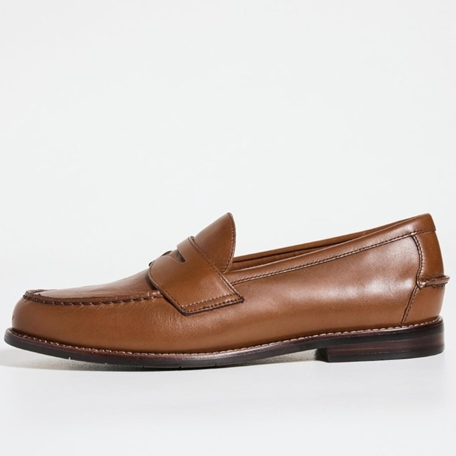 Polo Ralph Lauren Alston Leather Penny Loafers in Tan, NWT, Size 14