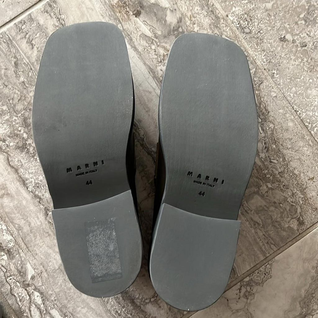 MARNI Moccasin Iconic Square-Toe Chunky Loafers Grey Size 44