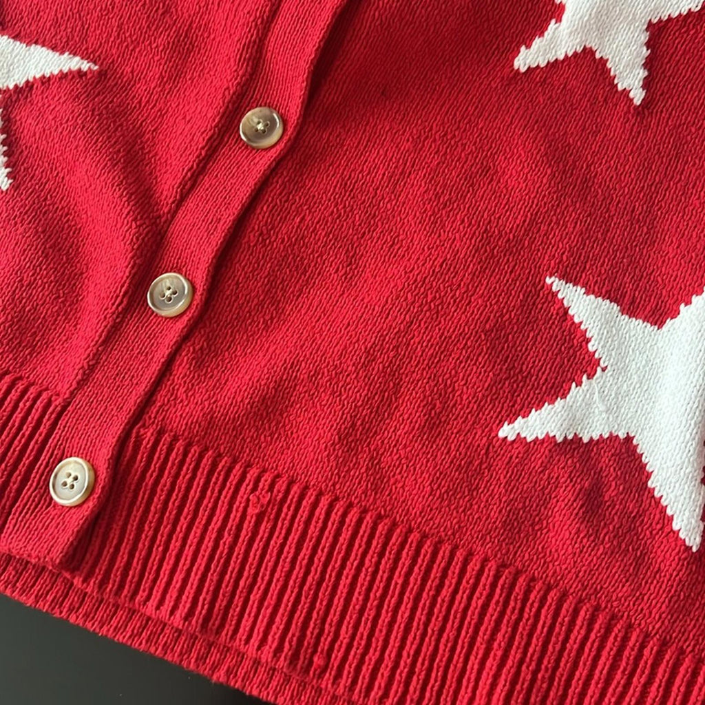 NEW Lane Bryant V-Neck Button-Front Star Cardigan Red/White Size 14/16