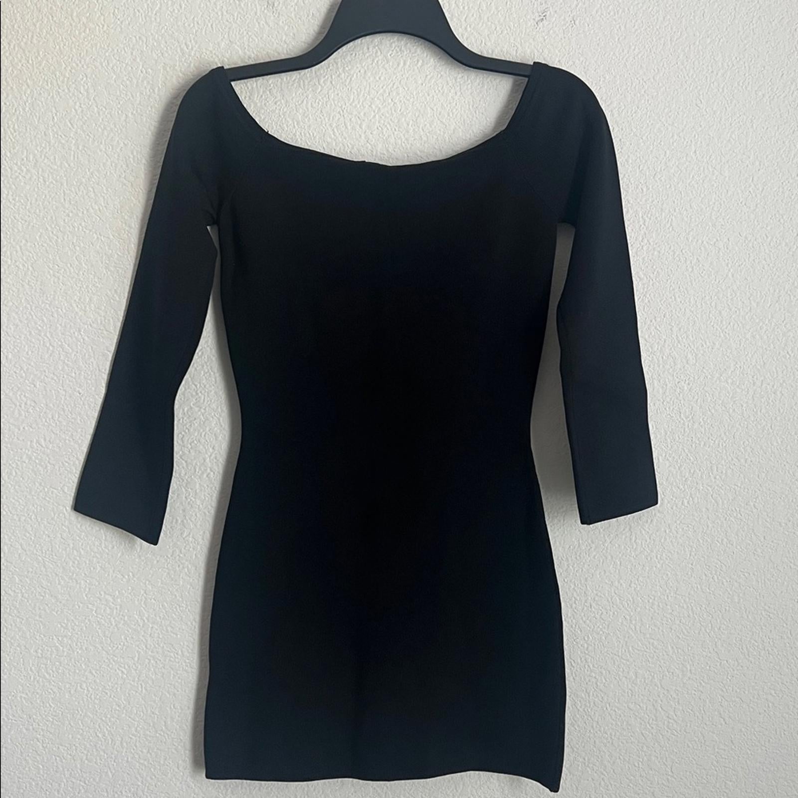 Norma Kamali Black Off-Shoulder Bodycon Mini Dress, Size L/40, NEW