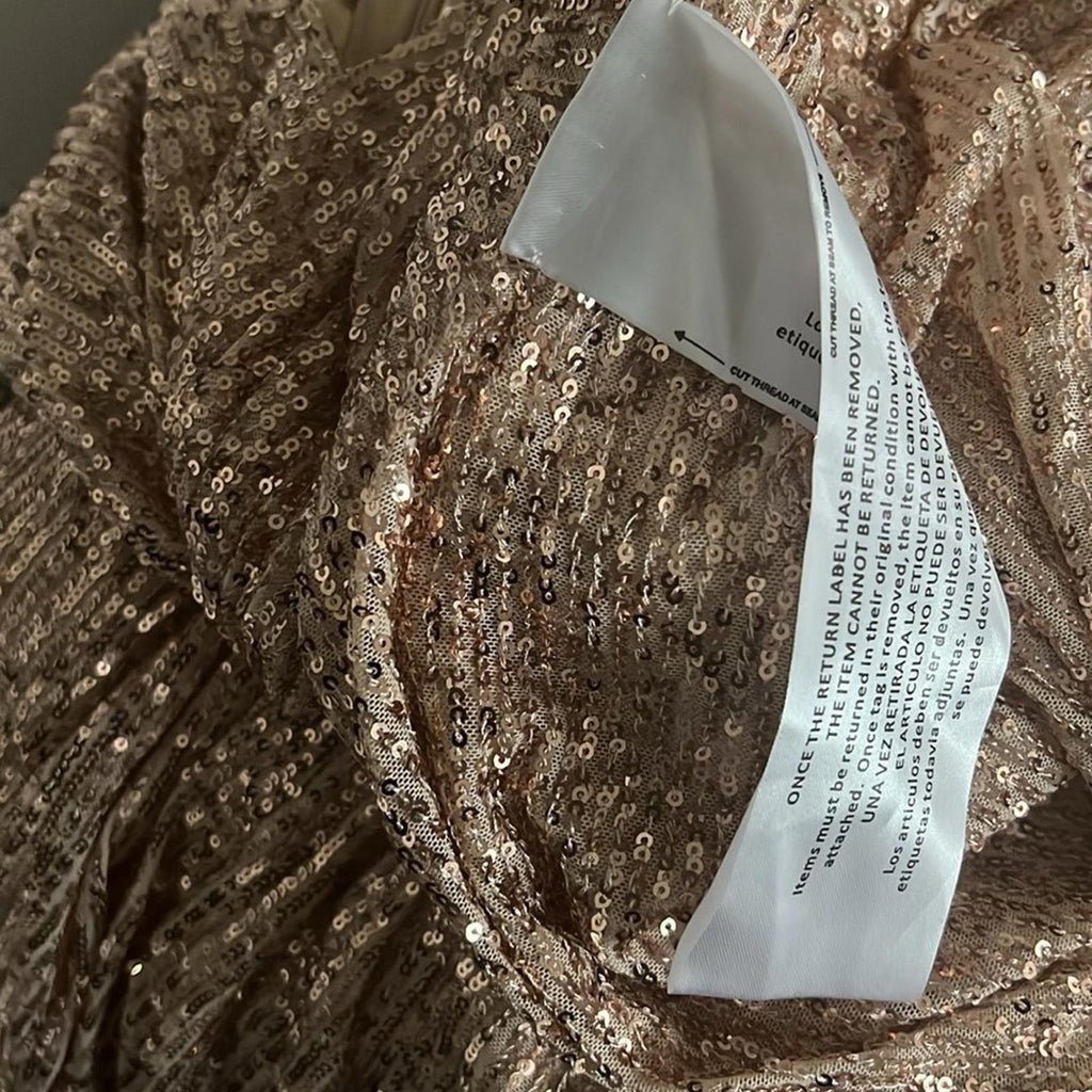Mac Duggal IEENA Sequined High Low Dress, Rose Gold, Size 12 New w/Tag $348
