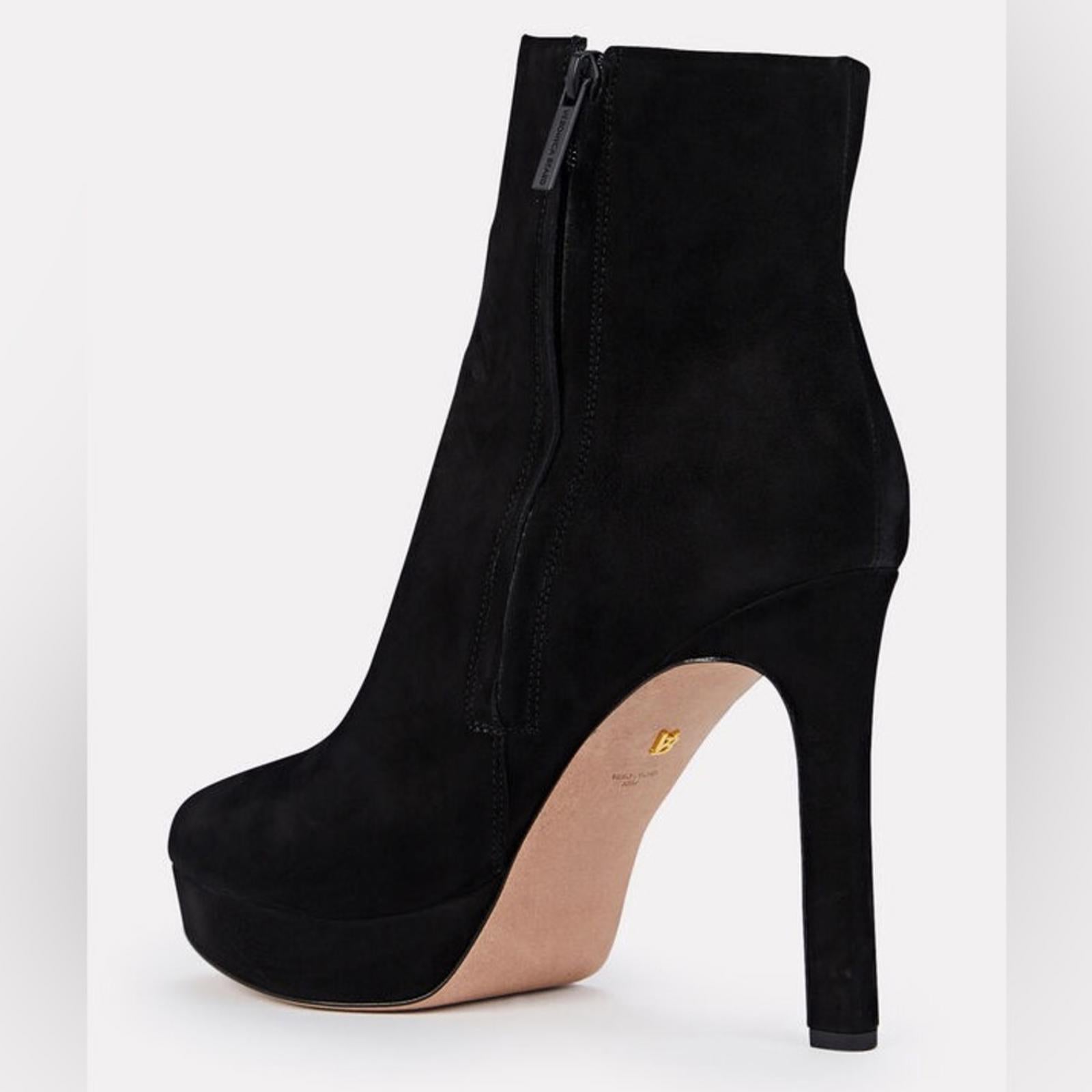 Veronica Beard Dali Suede Platform Ankle Boots, Black Size 9 New in Box $550