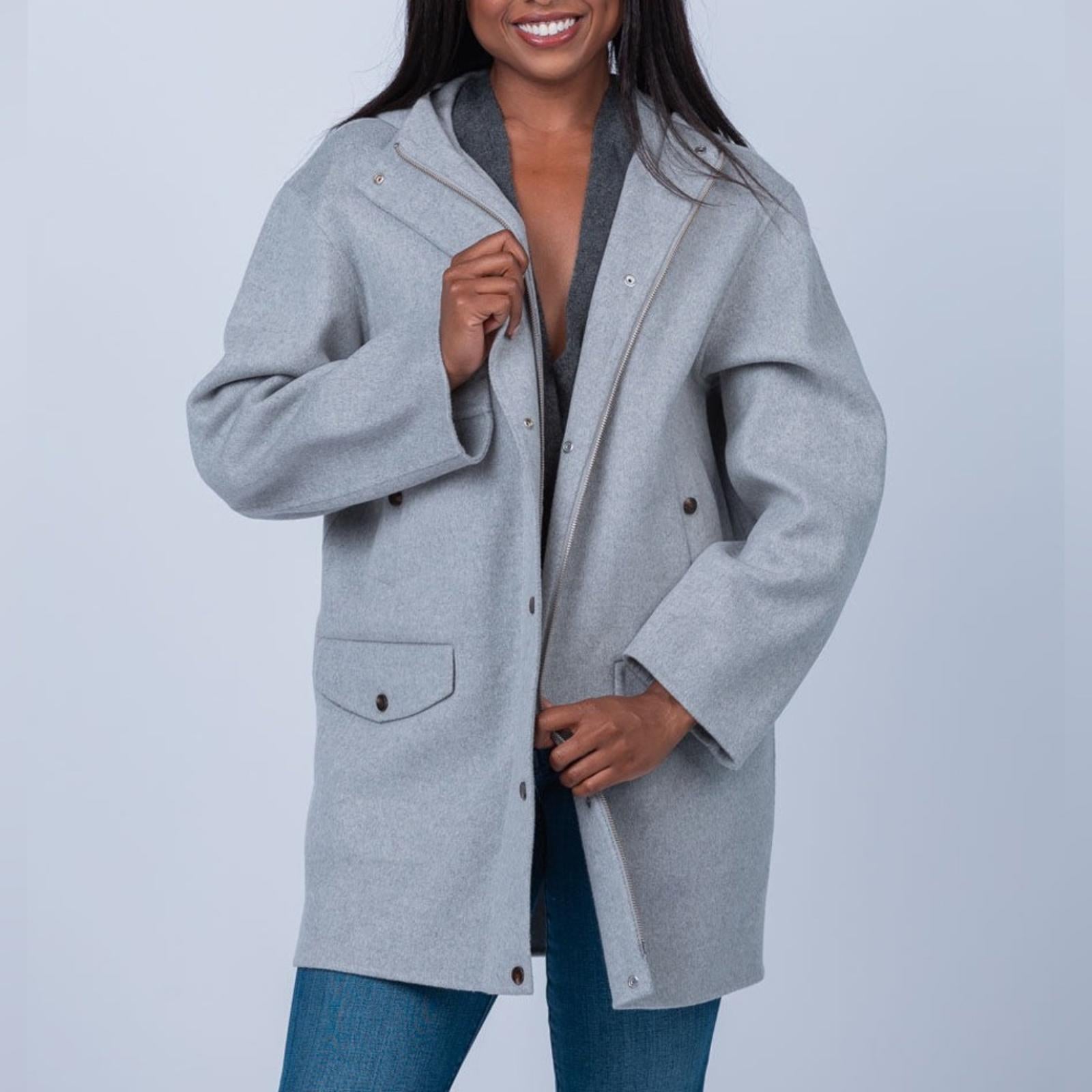 Theory Parka in Double-Face Wool-Cashmere in Melange Grey, Size M New w/Tag $895
