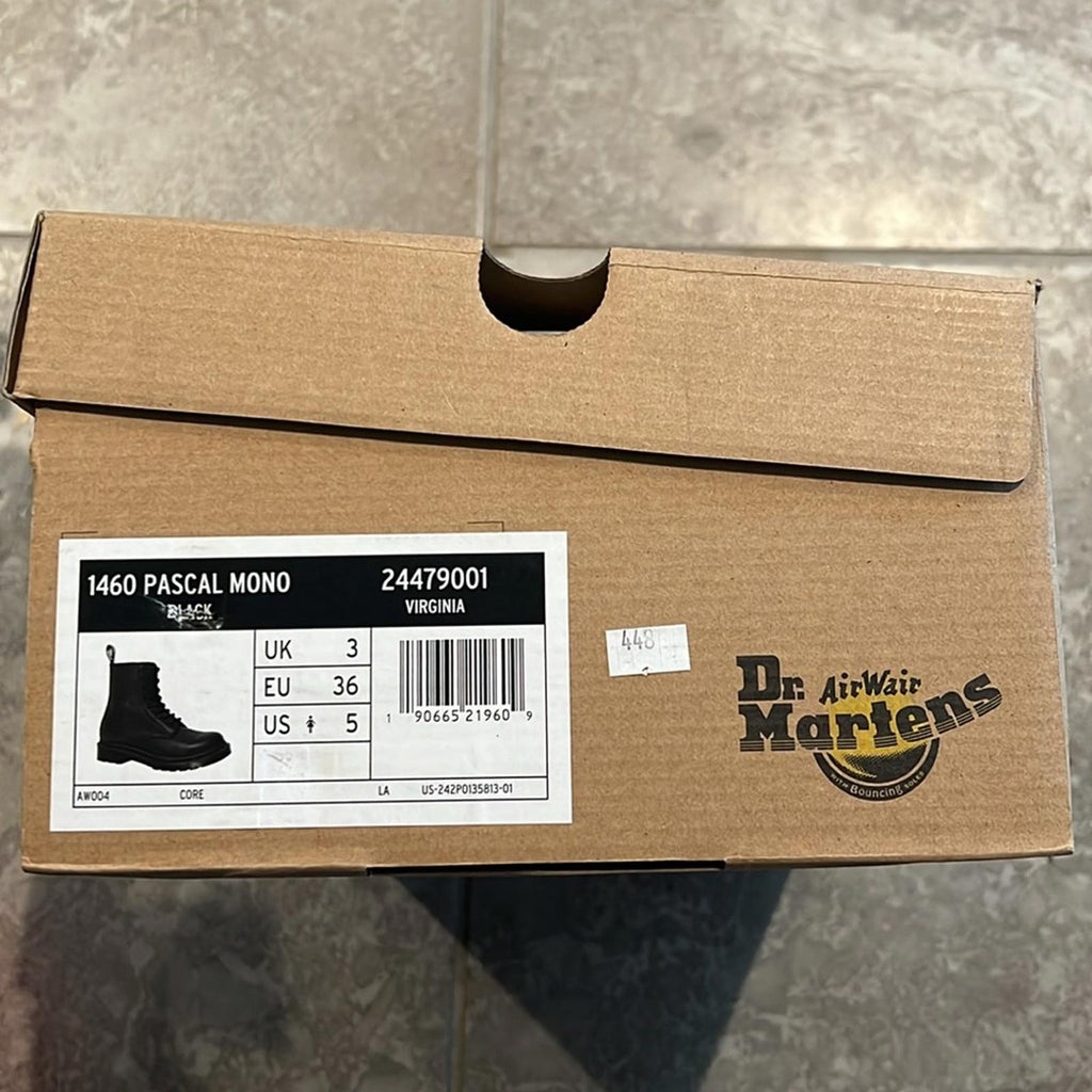 Dr Martens AirWair 1460 Pascal Mono Lace-Up in Black, Size 36 New in Box $170