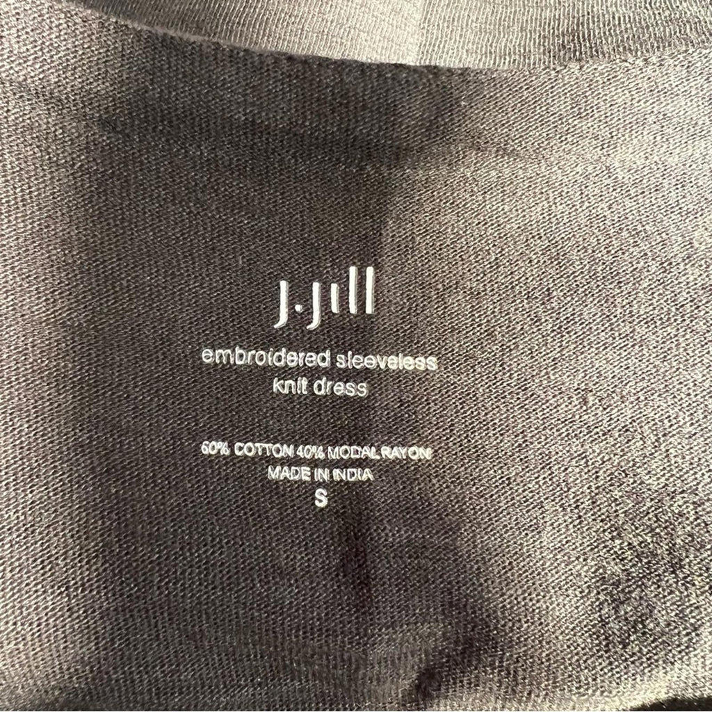 NEW J.Jill Embroidered Sleeveless Knit Dress, Black Size S Retail $129
