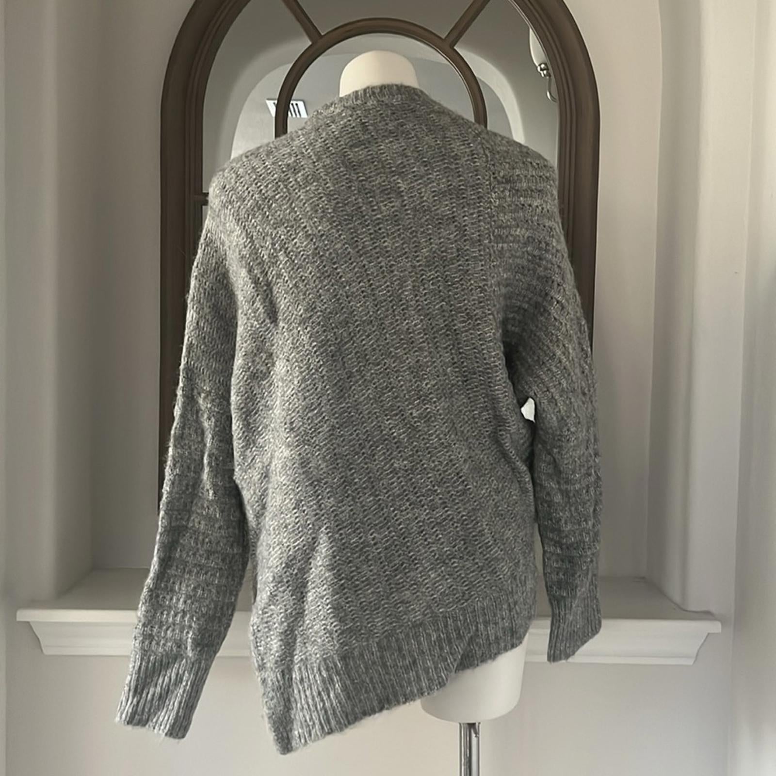 All Saints Selena Asymmetric Sweater, Alpaca Wool, Grey Melange Size S New w/Tag