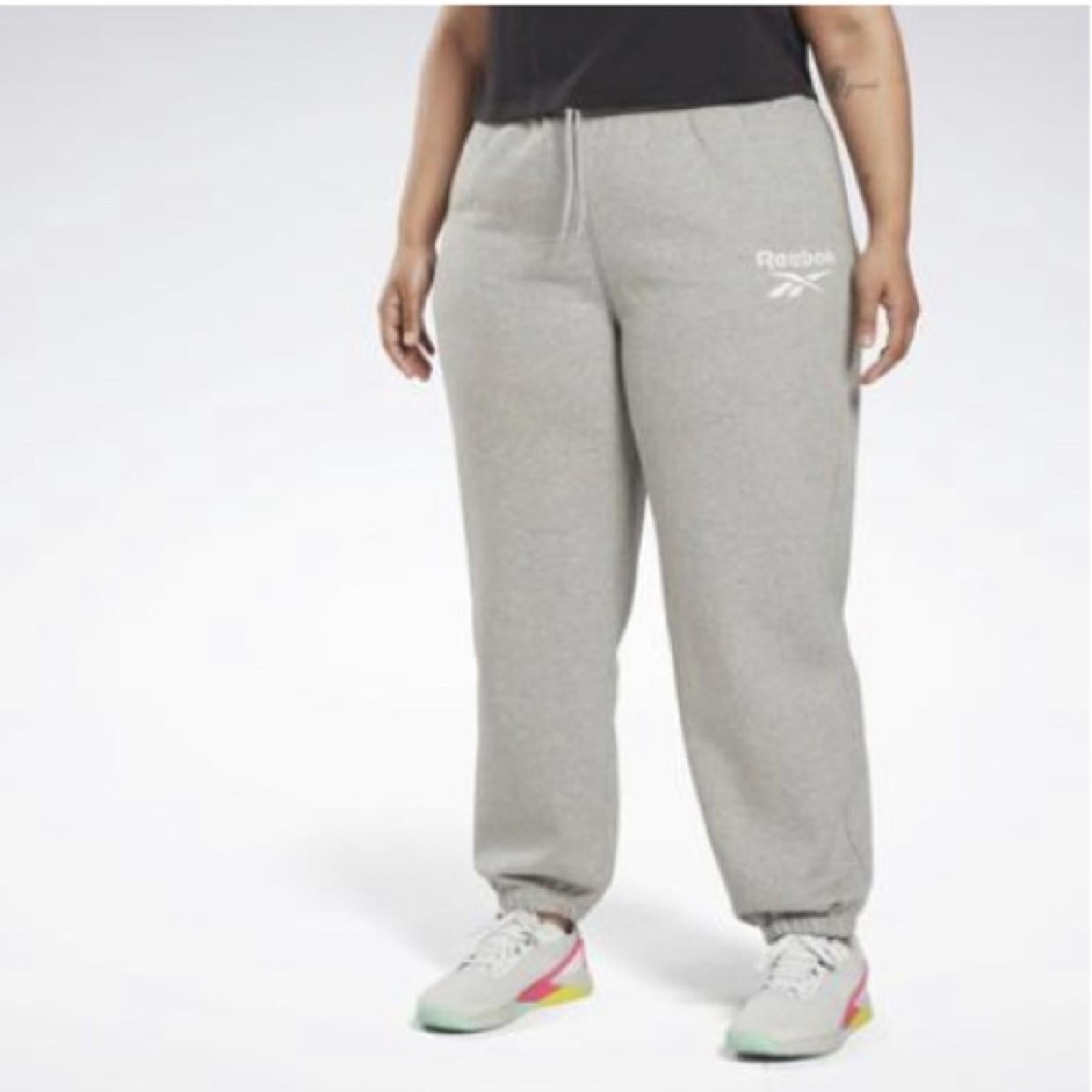 NWT Reebok Identity BL Fleece Pants in Heather Grey, Plus Size 2X New w/Tag