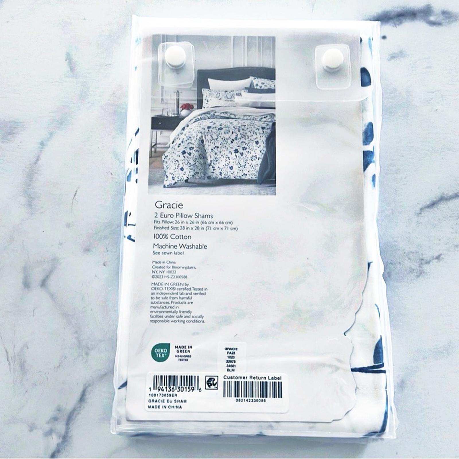 2 SKY Gracie Euro Shams in White & Blue, New in Box