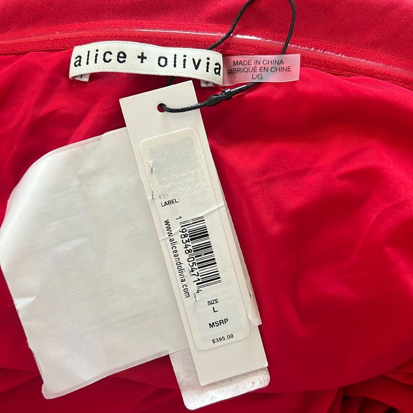 Alice+Olivia Coretta Off-the-Shoulder Long Sleeve Maxi Dress in Red, NWT, Size L