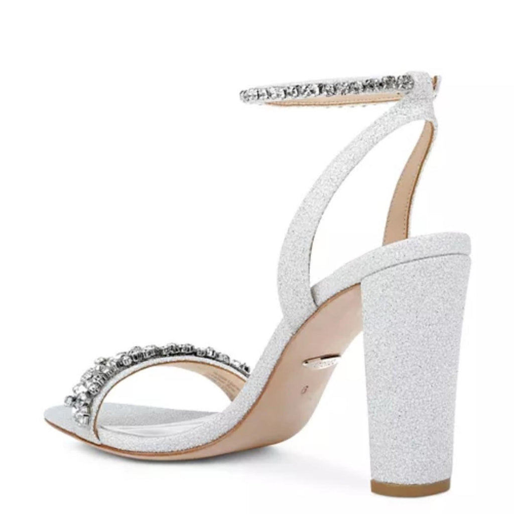 Badgley Mischka Tasmine Embellished Block Heel Sandals, Size 5.5 New in Box $245