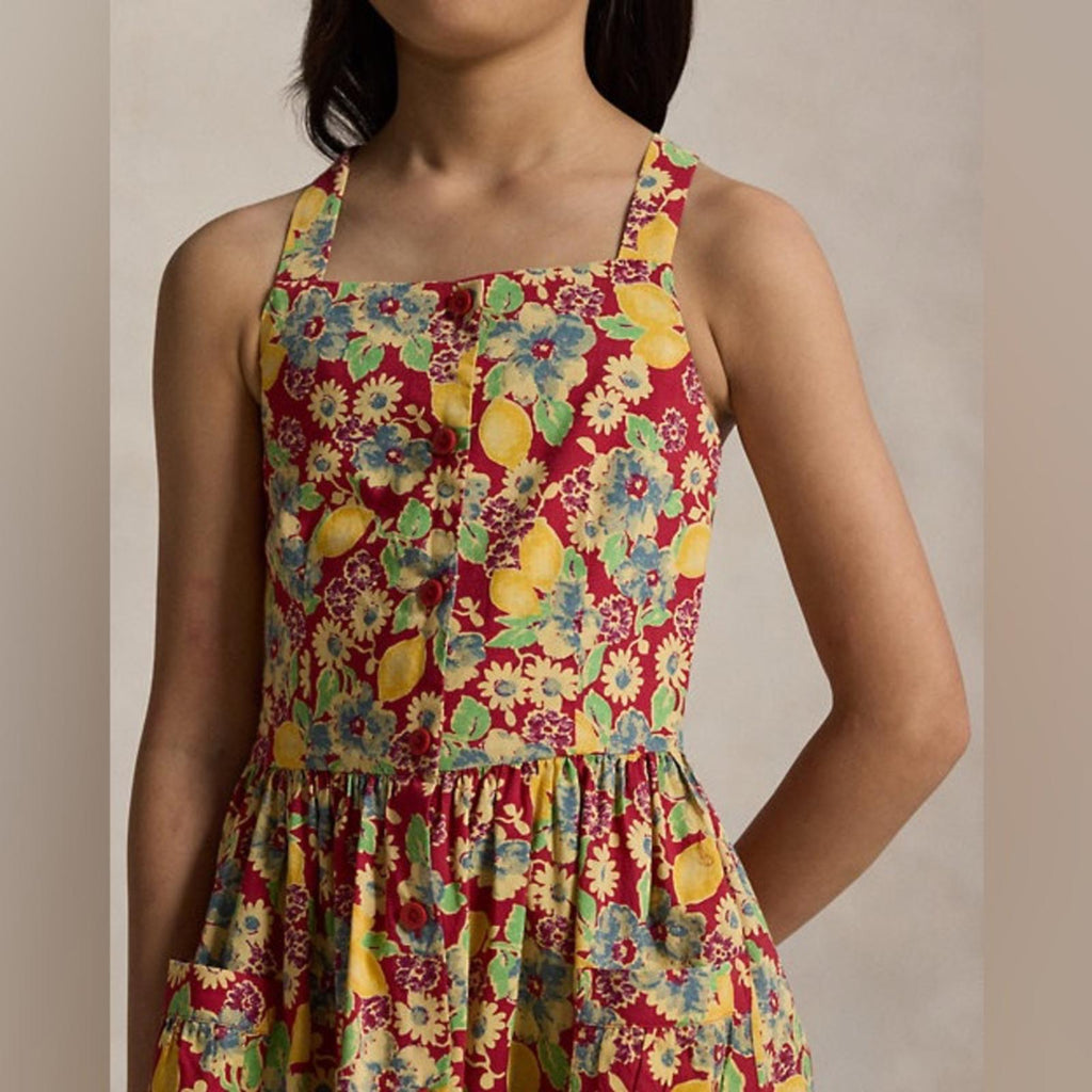 Polo by Ralph Lauren Lemon Floral Slub Cotton Dress, Size 14, NWT
