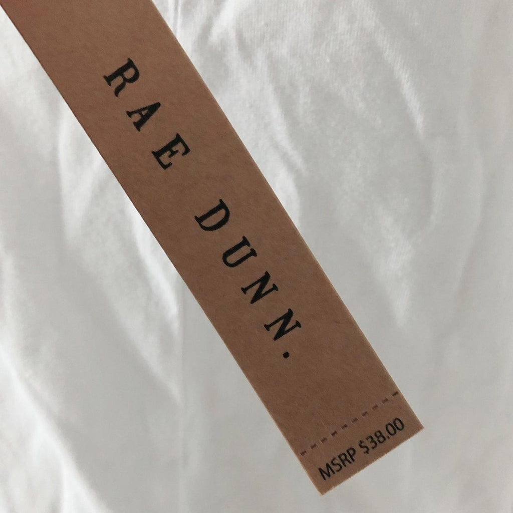 Rae Dunn Tee “WHAT DAY IS IT?” Short Sleeve T-Shirt in White, Size S