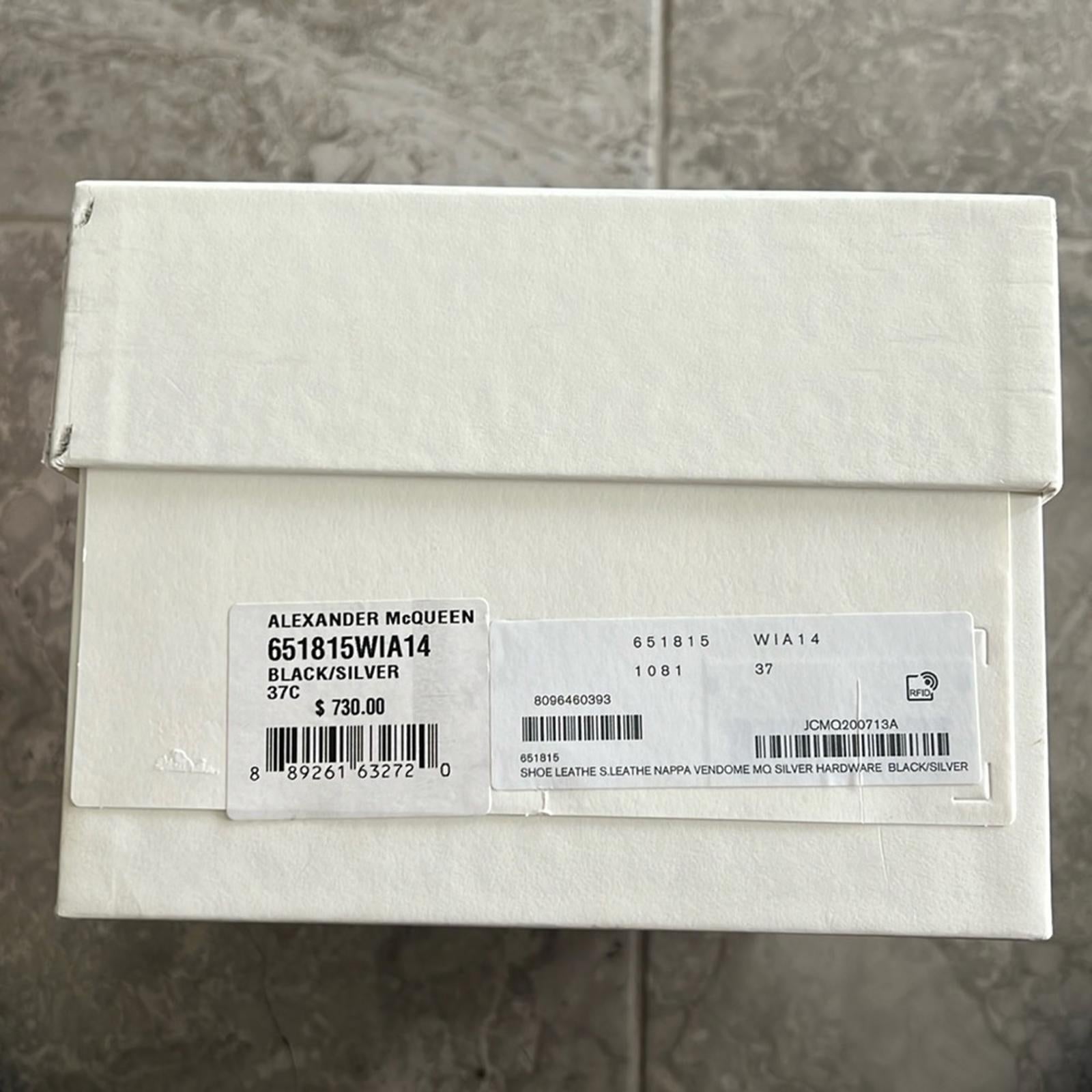 Alexander McQueen Leather Punk Stud Ballerina Flats Size 37 New in Box +Dust Bag