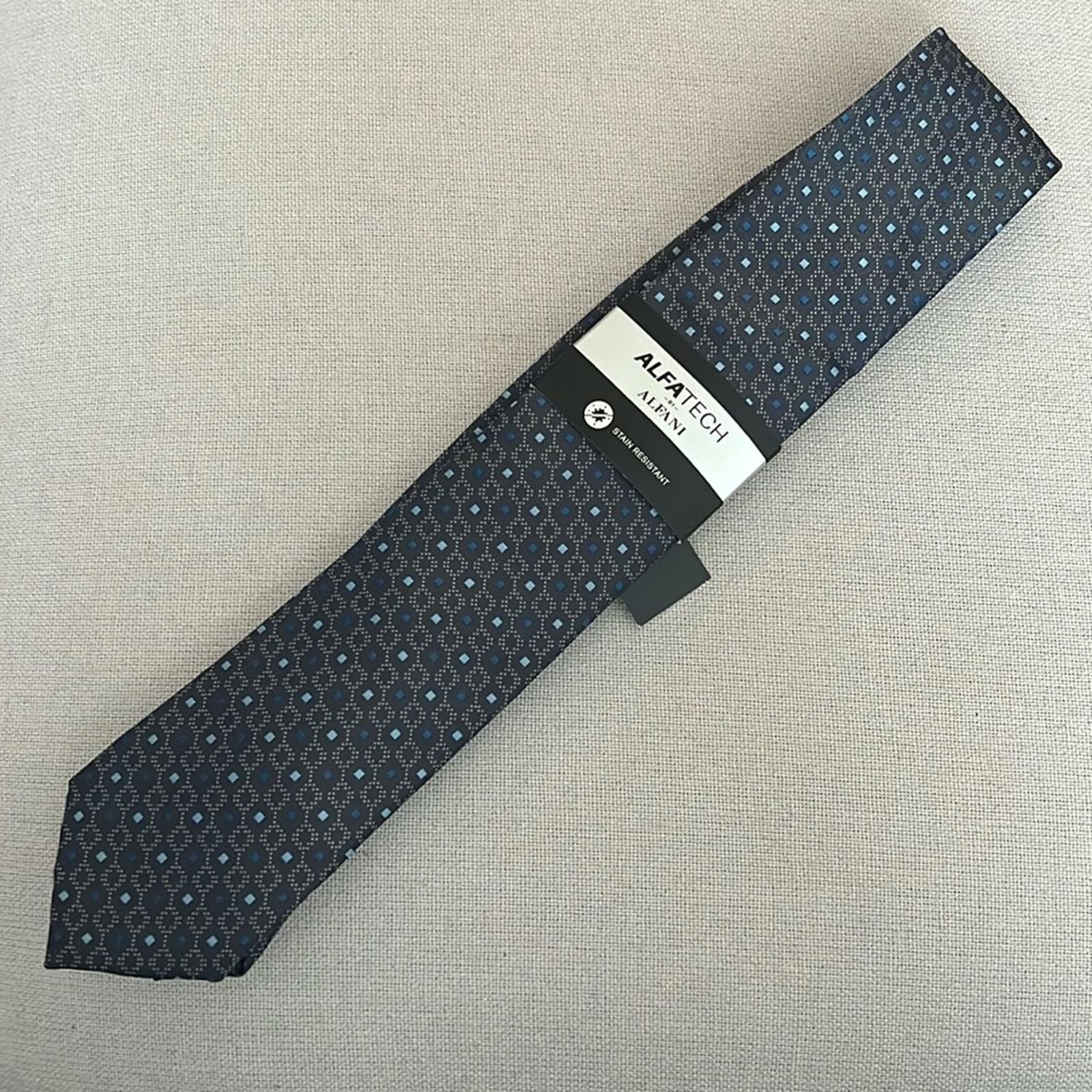 ALFATECH Stain Resistant Curtis Geo Neck Tie, Charcoal New w/Tag Retail $55