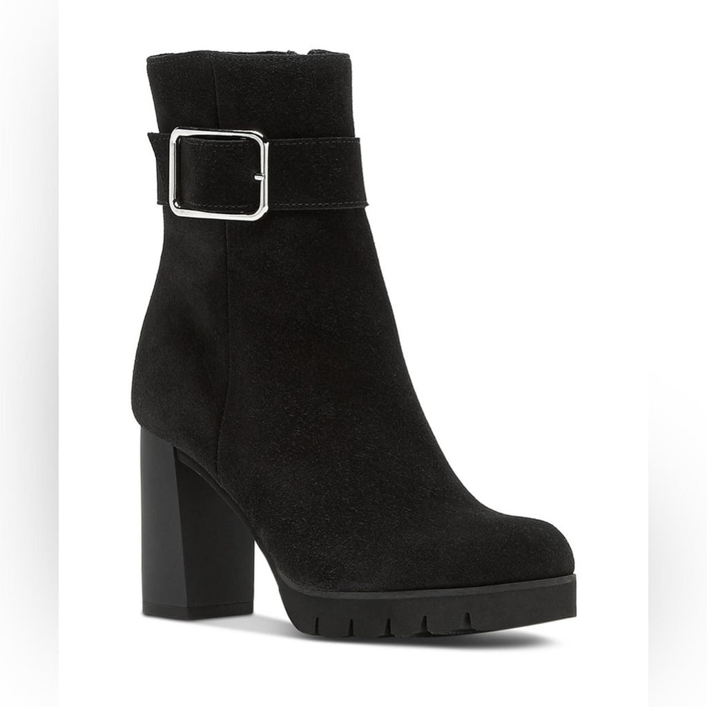 La Canadienne Buckle Accent Milo Block Heel Suede Boots, Size 11 New in Box $565