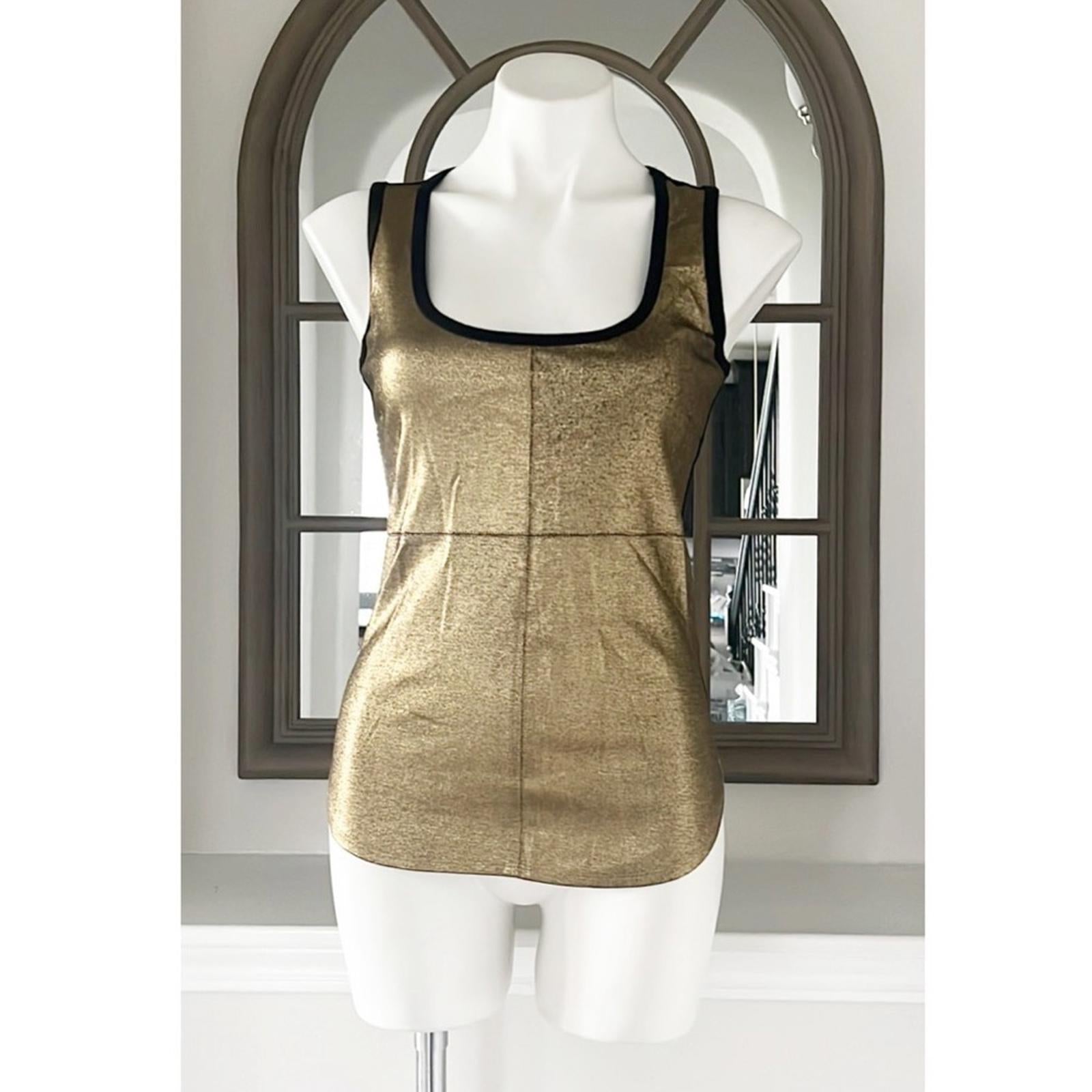 NEW Karen Kane Women’s Shell Metallic Front Tank Top, Size S Gold Copper Size S